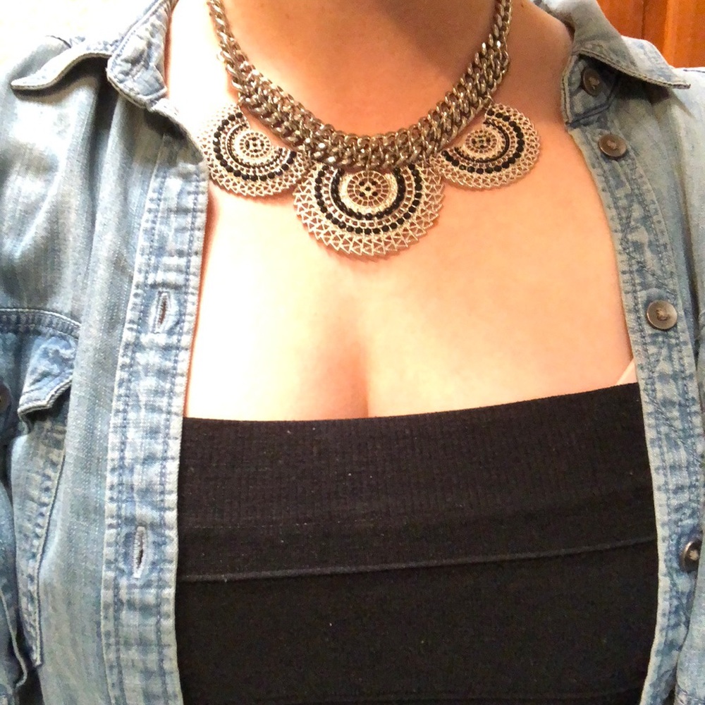 Black and Silver Statement Necklace